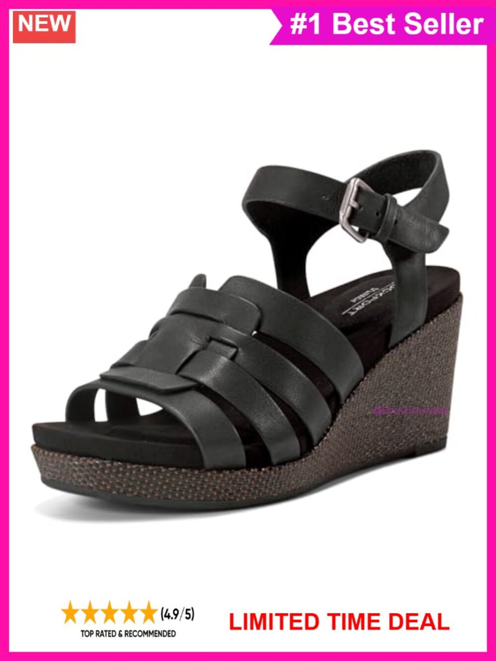 Wedge Sandals 3 1/8 inch Heel truTECH Cushion Ankle Strap Leather